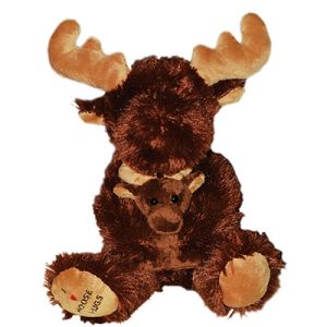 Sitting Moose With Baby Stuffed Animal