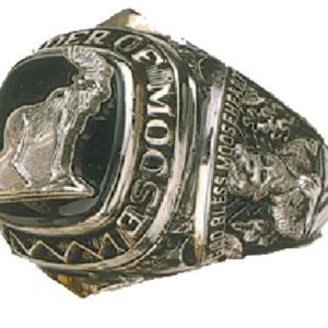 Sterling Silver Moose 9 oclock ceremony ring