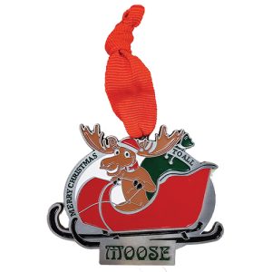 Moose In Sleigh Antiqua Silver Ornament