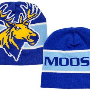 Moose Head Blue/Yellow Knit Beanie