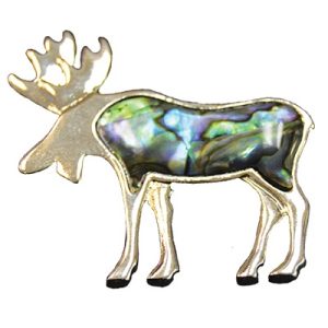 Natural Paua Inlay Moose Brooch