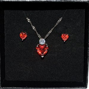 Crystal Heart Necklace/Earrings Set