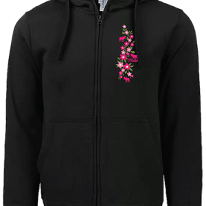 Flower Moose Blk Full Zip Hoodie