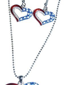 USA Heart Necklace/Earring Set